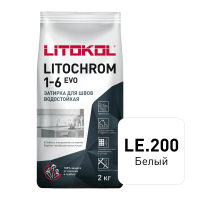 Цветная цементная затирка LITOCHROM 1-6 EVO/ЛИТОХРОМ 1-6 ЭВО LE.200 белый 2 кг от магазина НЕЛМАР